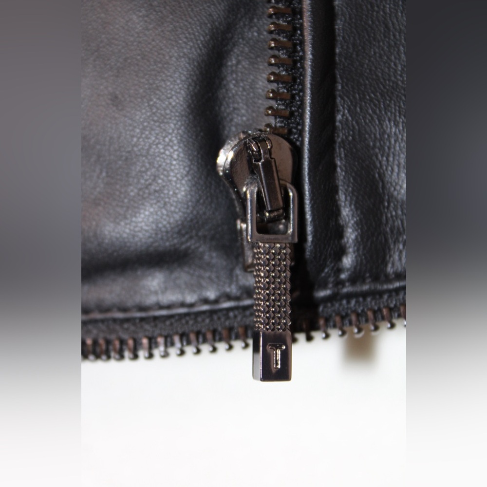 Ted Baker Black Yaswin 100% Ovine Leather Biker Jacket - Picture 13 of 17
